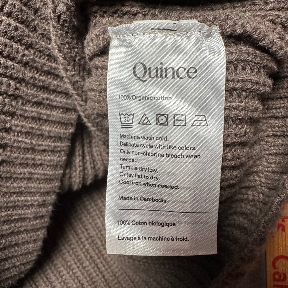 Quince Organic Cotton Fisherman Boatneck Sweater Heather Brown Medium LB10195 - Picture 5 of 9